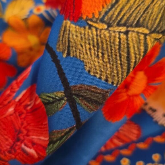 Floral Blue Dress with Red and Orange Accents - Picture 8 of 10